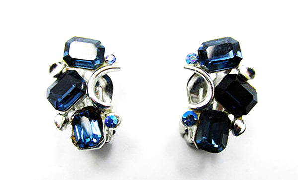 Lisner 1950s Vintage Jewelry Mid-Century Sapphire Pin and Earrings Set - Earrings