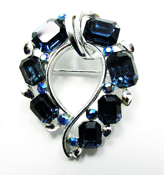 Lisner 1950s Vintage Jewelry Mid-Century Sapphire Pin and Earrings Set - Pin