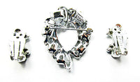 Lisner 1950s Vintage Jewelry Mid-Century Sapphire Pin and Earrings Set - Back and Signature - Thumbnail