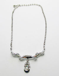 Vintage 1950s Mid Century Striking Clear Rhinestone Drop Necklace - Thumbnail