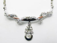 Vintage 1950s Mid Century Striking Clear Rhinestone Drop Necklace - Thumbnail