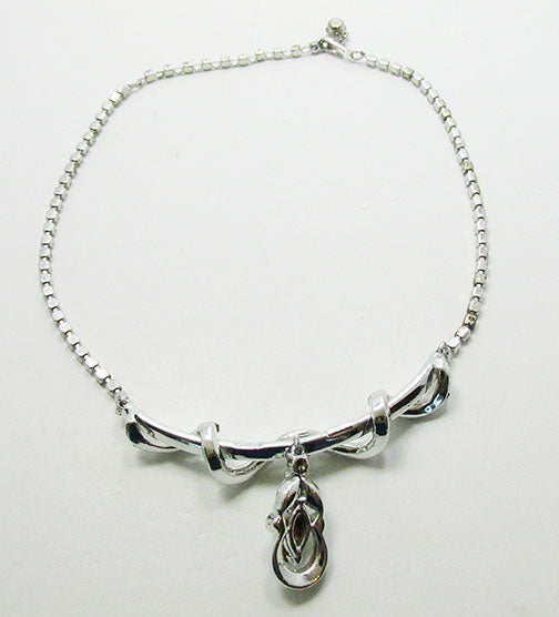 Vintage 1950s Mid Century Striking Clear Rhinestone Drop Necklace