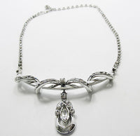 Vintage 1950s Mid Century Striking Clear Rhinestone Drop Necklace - Thumbnail