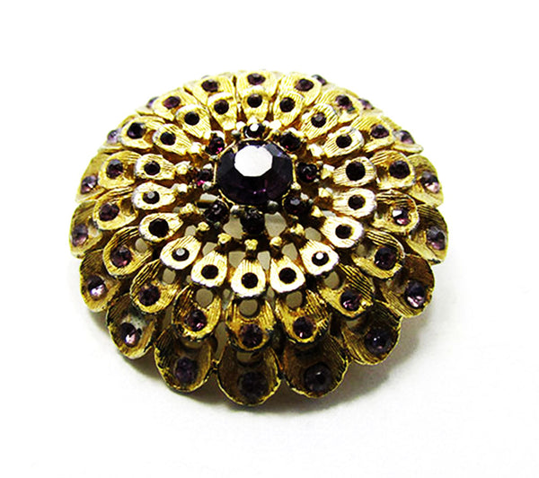 Boucher 1950s Jewelry Distinctive Vintage Amethyst Diamante Floral Pin - Front