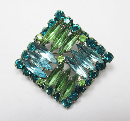 Vintage 1950s Mid Century Unique Geometric Rhinestone Pin