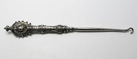 Flawless Antique 1800s Victorian Silver Repousse Button Hook - Thumbnail