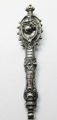 Flawless Antique 1800s Victorian Silver Repousse Button Hook - Thumbnail