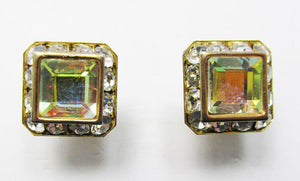Vintage 1960s Dazzling Retro Geometric Button Earrings