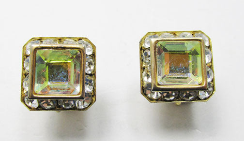 Vintage 1960s Dazzling Retro Geometric Button Earrings