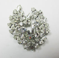 Vintage 1940s Stunning Flawless Rhinestone Floral Spray Pin - Thumbnail