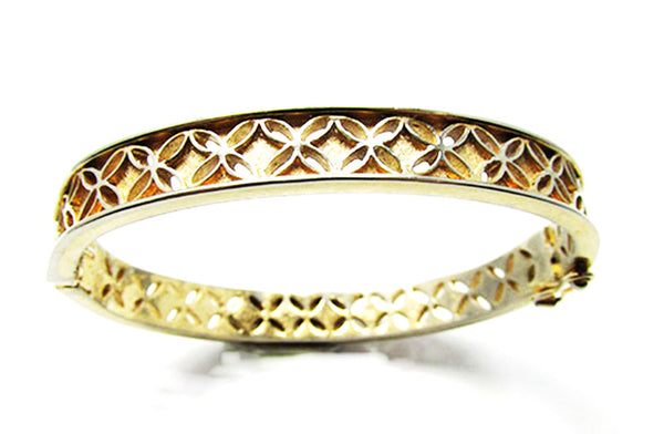 Trifari Vintage Mid-Century Flawless Pierced Metalwork Cuff Bracelet - Front