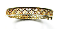 Trifari Vintage Mid-Century Flawless Pierced Metalwork Cuff Bracelet - Front - Thumbnail