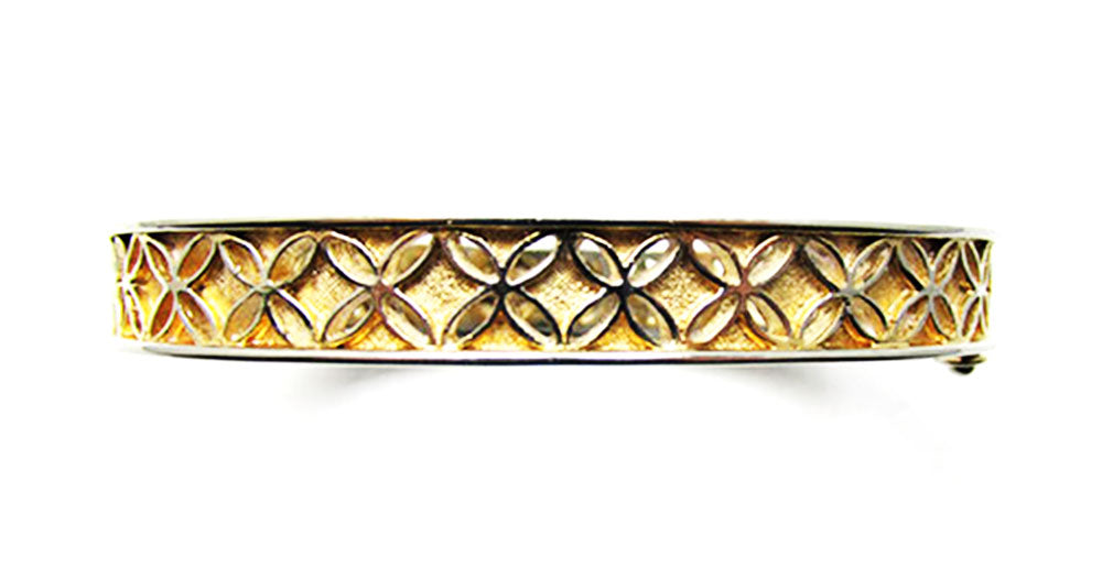 Trifari Vintage Mid-Century Flawless Pierced Metalwork Cuff Bracelet - Front