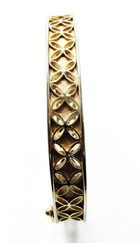 Trifari Vintage Mid-Century Flawless Pierced Metalwork Cuff Bracelet - Front - Thumbnail