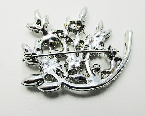 Vintage 1950s Jewelry Striking Mid-Century Diamante Floral Spray Pin - Back