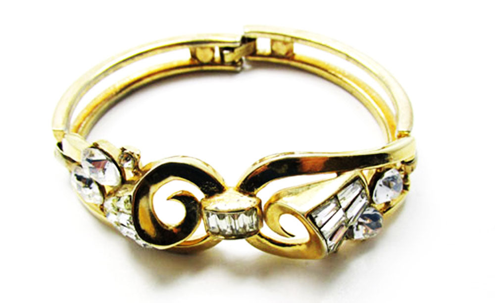 Trifari Vintage Jewelry 1960s Superb Book Piece Diamante Bracelet - Front