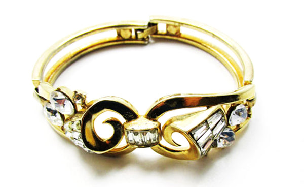 Trifari Vintage Jewelry 1960s Superb Book Piece Diamante Bracelet - Front
