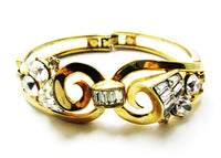 Trifari Vintage Jewelry 1960s Superb Book Piece Diamante Bracelet - Front - Thumbnail