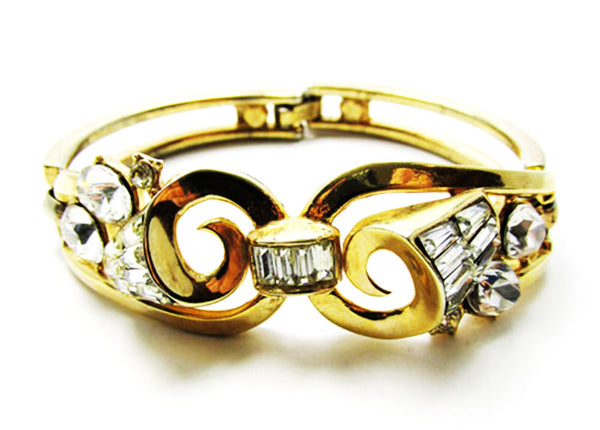 Trifari Vintage Jewelry 1960s Superb Book Piece Diamante Bracelet - Front