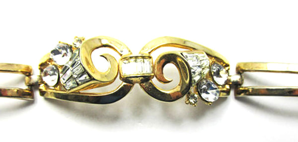 Trifari Vintage Jewelry 1960s Superb Book Piece Diamante Bracelet - Close Up