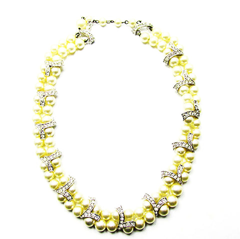 Marvella 1950s Vintage Jewelry Stunning Pearl and Diamante Necklace