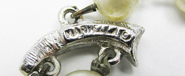 Marvella 1950s Vintage Jewelry Stunning Pearl and Diamante Necklace - Signature
