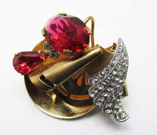 Vintage 1940s Dramatic Avant-Garde Abstract Rhinestone Pin