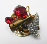 Vintage 1940s Dramatic Avant-Garde Abstract Rhinestone Pin - Thumbnail