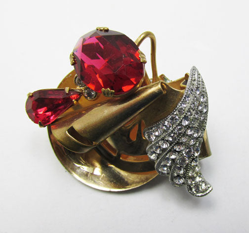 Vintage 1940s Dramatic Avant-Garde Abstract Rhinestone Pin