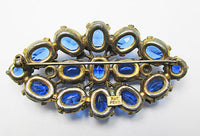 Antique 1900s Spectacular Art Nouveau Sapphire Rhinestone Floral Pin - Thumbnail