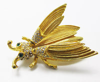 Vintage 1950s Marvelous Retro Rhinestone Insect Trembler Pin - Thumbnail