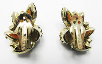Weiss Vintage 1950s Dazzling Topaz Rhinestone Floral Earrings - Thumbnail