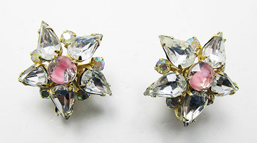 Coro Vintage Mid Century 1950s Superb Floral Button Earrings