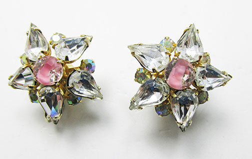Coro Vintage Mid Century 1950s Superb Floral Button Earrings