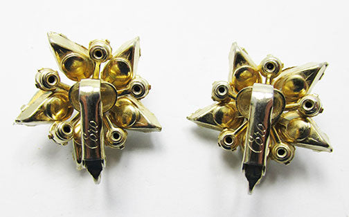 Coro Vintage Mid Century 1950s Superb Floral Button Earrings
