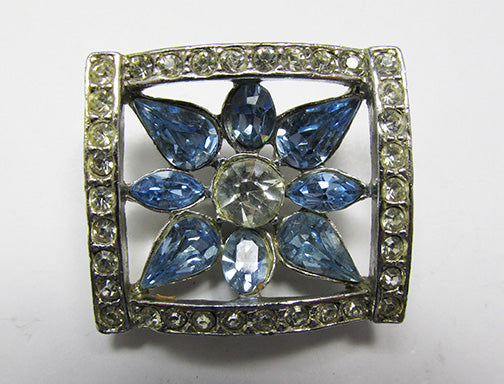 Vintage 1950s Quality Geometric Rhinestone Floral Pin
