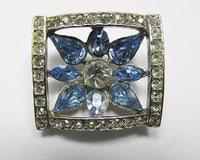 Vintage 1950s Quality Geometric Rhinestone Floral Pin - Thumbnail
