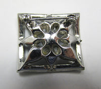 Vintage 1950s Quality Geometric Rhinestone Floral Pin - Thumbnail