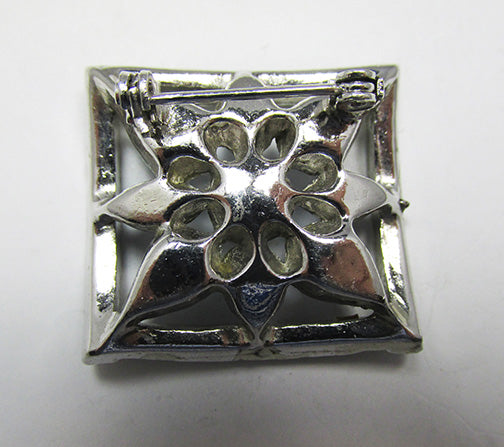 Vintage 1950s Quality Geometric Rhinestone Floral Pin