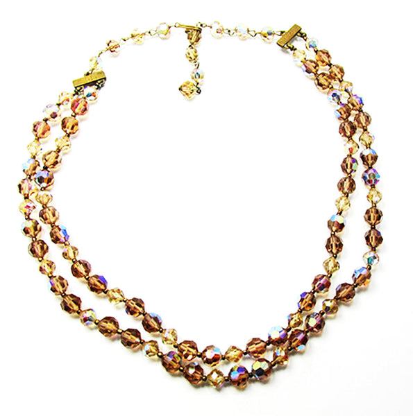 Vintage 1950s Jewelry Gorgeous Amber Crystal Necklace and Earrings - Necklace