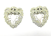 Vintage 1930s Jewelry Pair of Clear Diamante Floral Dress Clips - Front - Thumbnail