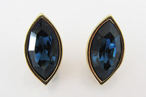 Swarovski (SAL) Stunning Vintage Retro Sapphire Rhinestone Earrings