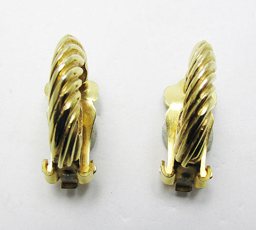 Kenneth Lane Vintage Retro Contemporary Style Half Hoop Earrings