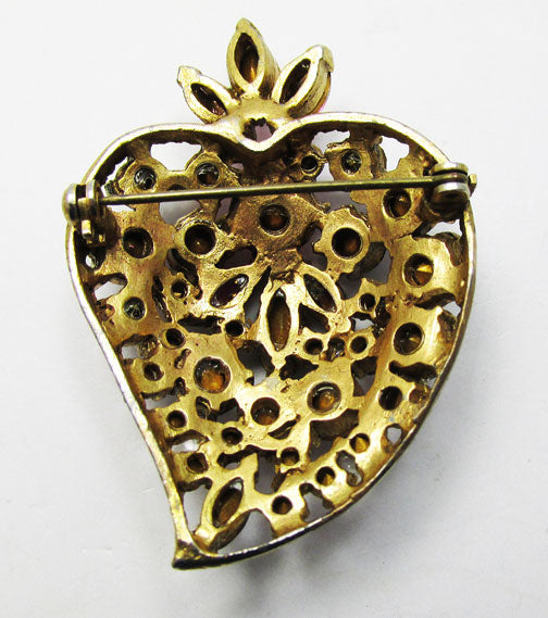 Vintage 1950s Extraordinary Mid Century Rhinestone Fruit Pin