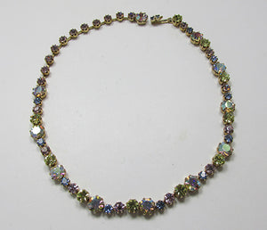 Fenichel Vintage Rare Mid Century Aurora Borealis Rhinestone Necklace 