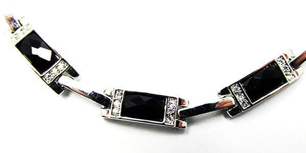 Lia Sophia Bold Contemporary Style Onyx and Diamante Link Bracelet - Close Up