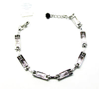 Lia Sophia Bold Contemporary Style Onyx and Diamante Link Bracelet - Back - Thumbnail