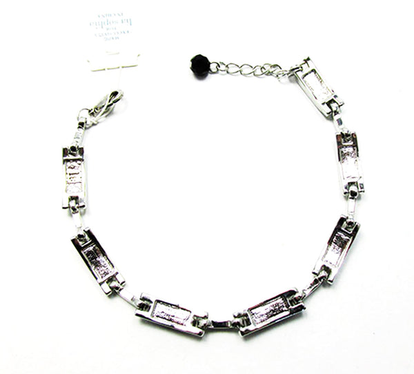 Lia Sophia Bold Contemporary Style Onyx and Diamante Link Bracelet - Back