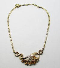 Trifari Vintage 1950s Mid Century Exquisite Topaz Floral Necklace - Thumbnail