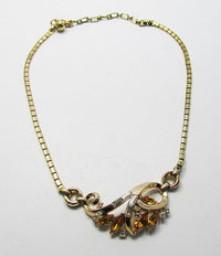 Trifari Vintage 1950s Mid Century Exquisite Topaz Floral Necklace - Thumbnail